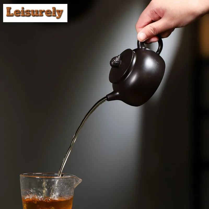 190ml Yixing Purple Clay Teapot Handmade Pine Cone Pot Raw Ore Dahongpao Reducing Roasting Mud Kettle With Strainer Zisha Teaset