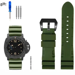 Multicolor Silicone Rubber Watchband for Men - Sport Soft Strap with Free Tools (Green  black)