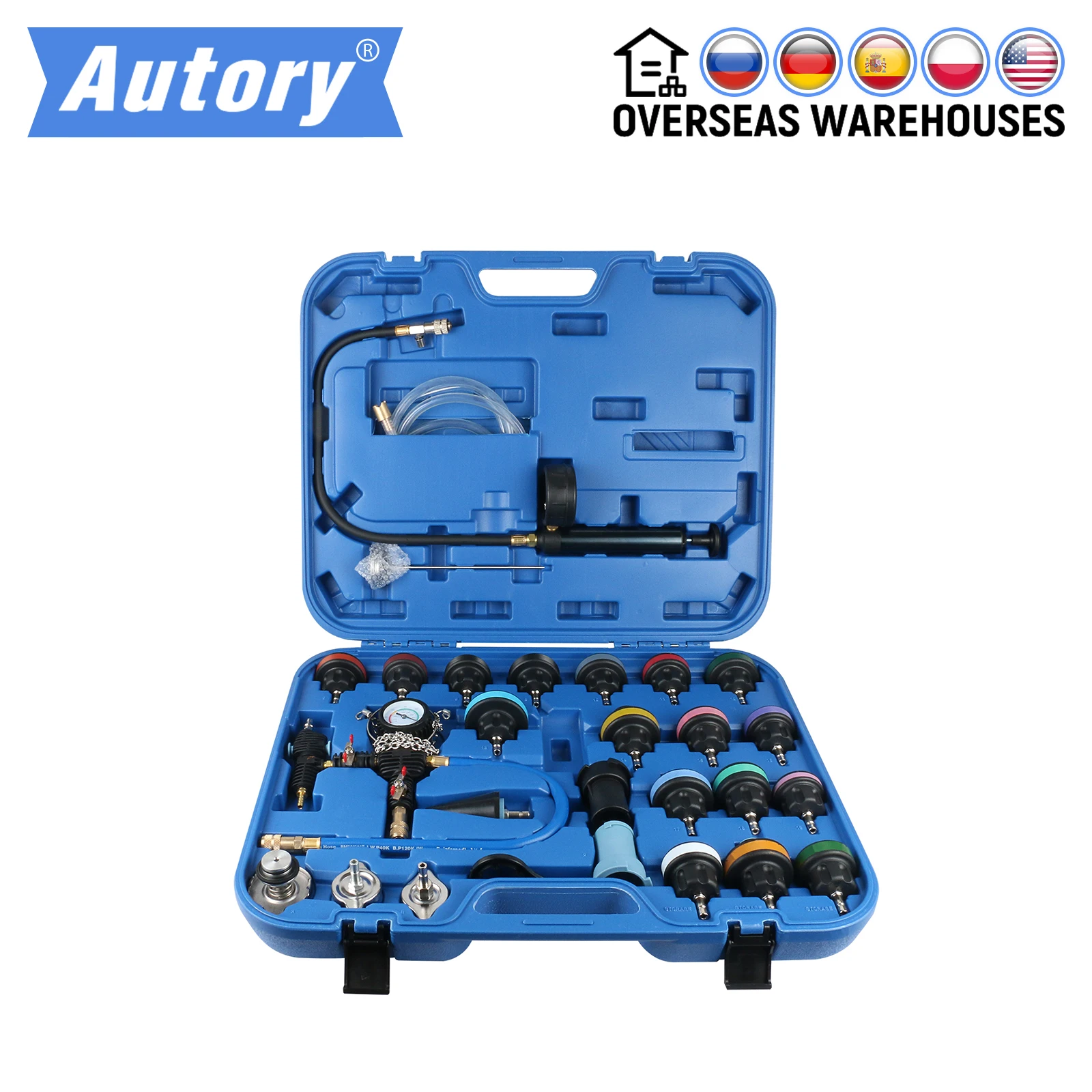 

Autory 28PCS Universal Radiator Pressure Tester Set Vacuum Type Cooling System Test Water Tank Leak Detection Detector Tool