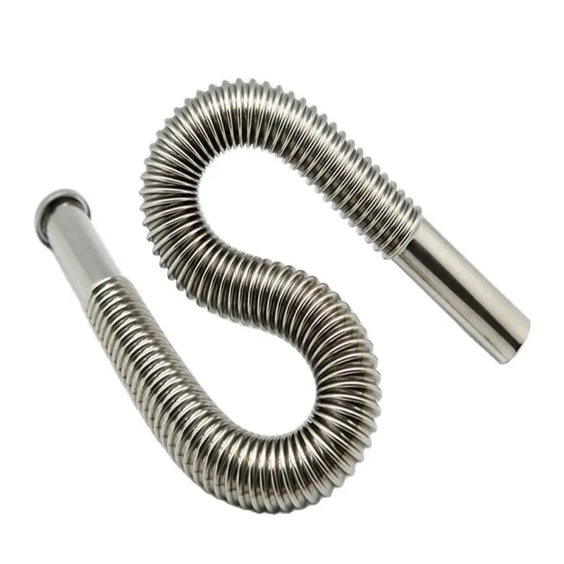 High Quality 80cm Sink Drain Hose Stainless Steel Siphon Flexible Sink Waste Drain Hose For Bathroom Kitchen Basin Hoses