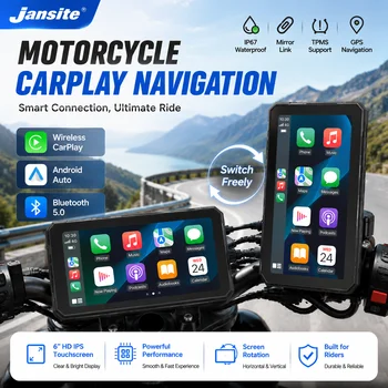 Monitor Digitale Portatile Jansite da 6 Pollici per Moto con Carplay, GPS, BT5.0 e Android Auto