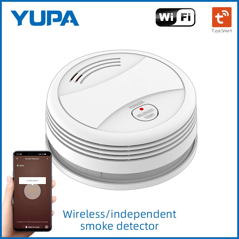 YUPA Tuya WIFI Fire Smoke Detector Security Alarm System For Garden Smoke House Home Office SmartLife APP Control Fire Alarm smoke alarm
