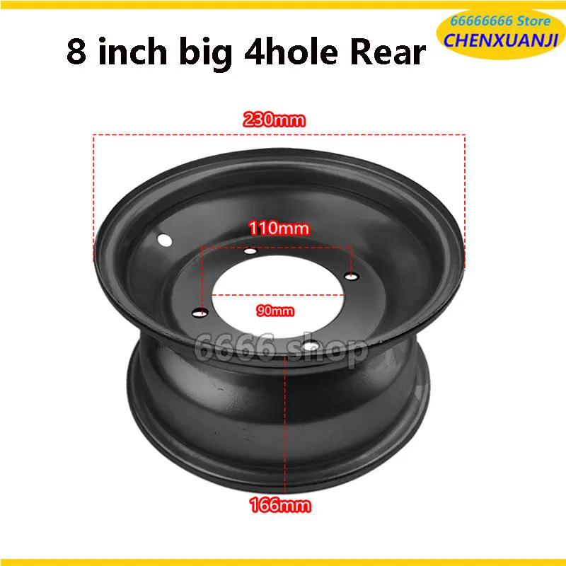 8 Inch 4/3 Hole Wheels Front and Rear Wheel Hub Suitable for Atv Quad ATV Karting 19x7-8 18x9.50-8 21x7-8 Tubeless Tire