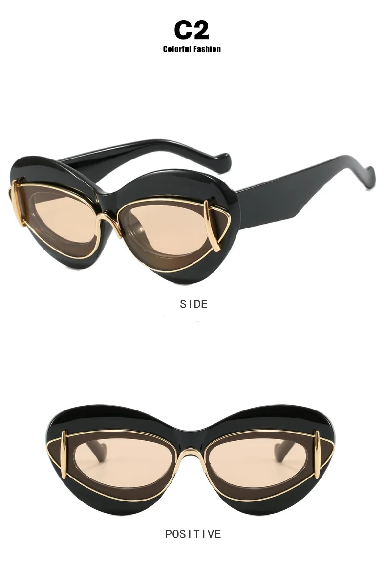 Y2k Punk Cat-Eye Sonnenbrille Damen 2026 Luxus Designer Sonnenbrillen für Damen und Herren Outdoor Sport Winddichte Schutzbrille UV400 – Detail 9
