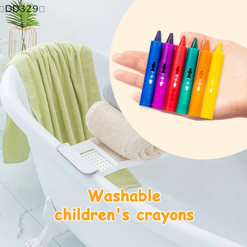 〔DD329〕6Pcs Washable Bath Crayons, Colorful Drawing Crayons for Kids, Easy Clean, Fun Art Toy, Graffiti Bathroom Crayon - 2