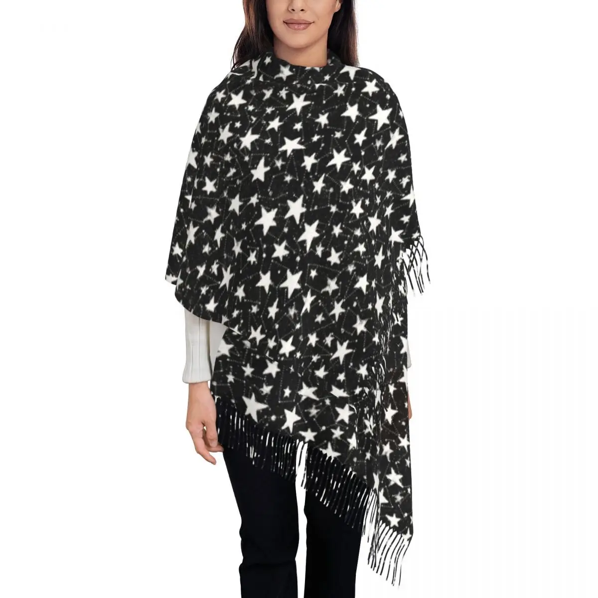 

Keep Warm Scarf Autumn Fancy Five Star Doodle Shawl Wrap Constellations Custom DIY Foulard Men Women Fashion Head Scarves