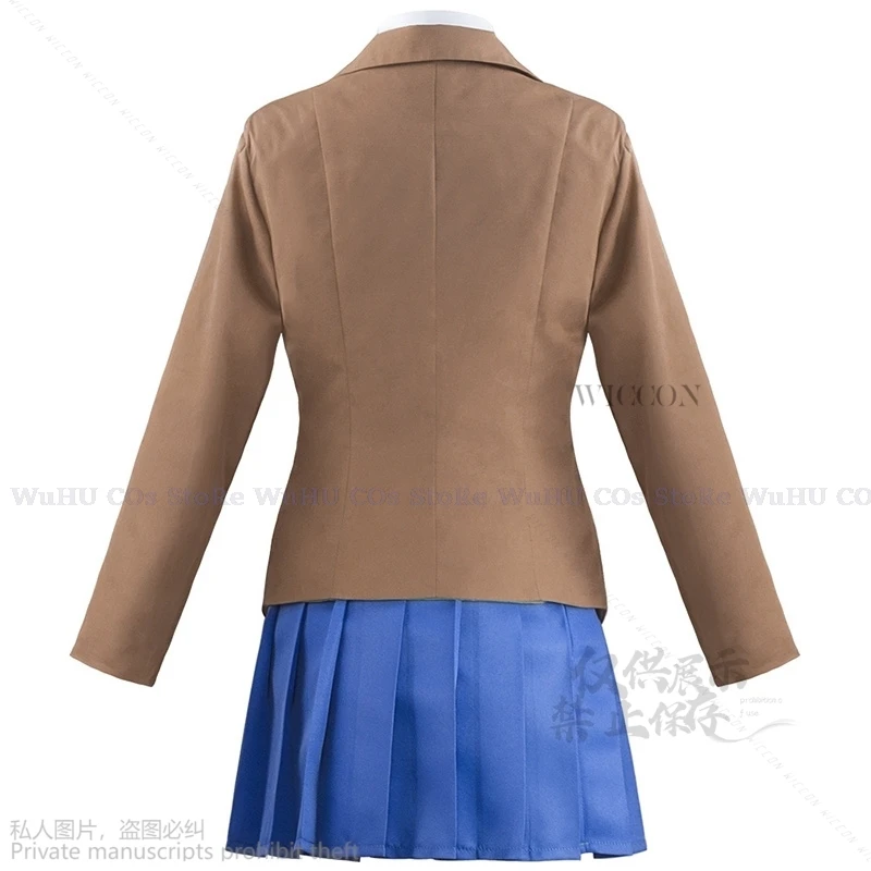 애니메이션 도키 도키 문학 클럽 모니카 코스프레 의상, 사요리 유리 나츠키 할로윈 의상, 여성 원피스 신발, 가발 포함