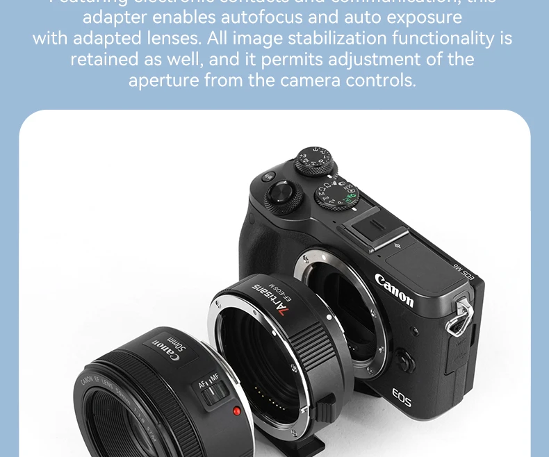 7artisans EF-EOS M Lens Adapter Ring Auto Focus Lens Mount Compatible with EF/E