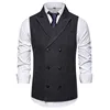 #4825 Autumn Winter Men's Vests Double Breasted Suits Vests Slim Fit Plaid Men's Vests Sleeveless Jacket Office Vest Coat  1