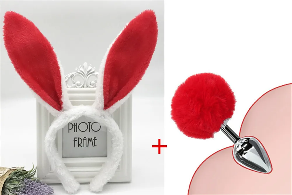 Kawaii באני Buttplug זנב עם ארנב קטיפה אוזן מתכת אנאלי תקע פי טבעת סקס צעצועי לנשים הומו משחקים למבוגרים מאהב חג המולד מתנות