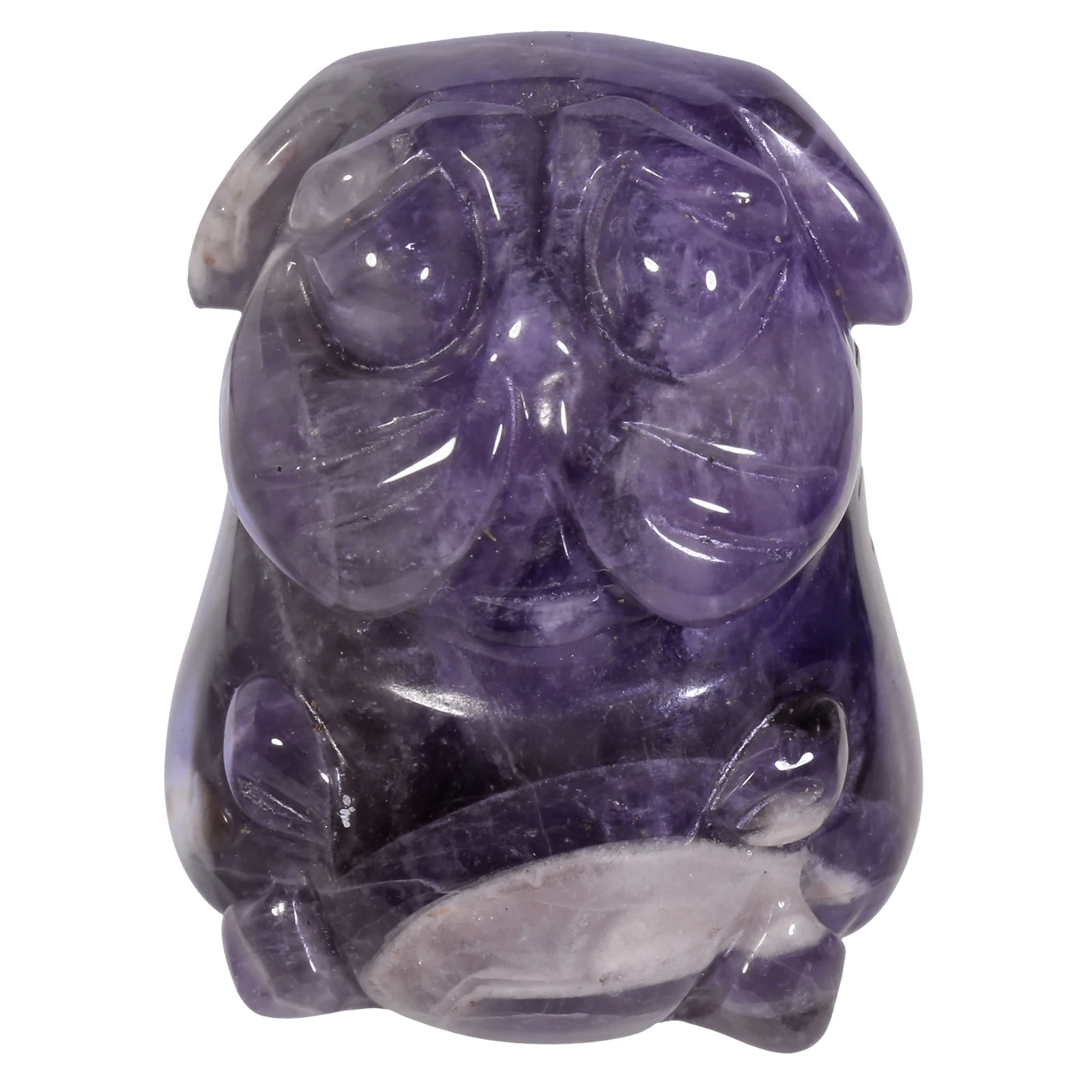 Natural Amethyst Pug Dog Statue Pocket Stones Hand Carved Crystal Animal Figurine For Home Office Decor Desktop Ornaments