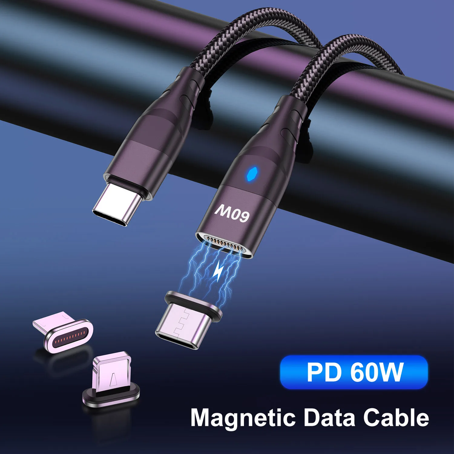 รูปสินค้า สายชาร์จแม่เหล็ก USB-C ถึง Type-C และ Micro สำหรับ iPhone Samsung