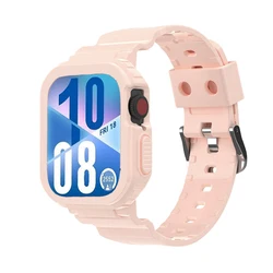 Dual - Function Silicone Band and Case for Smartwatch - Transparent Sport Strap and Protective Bracelet (New Pink)