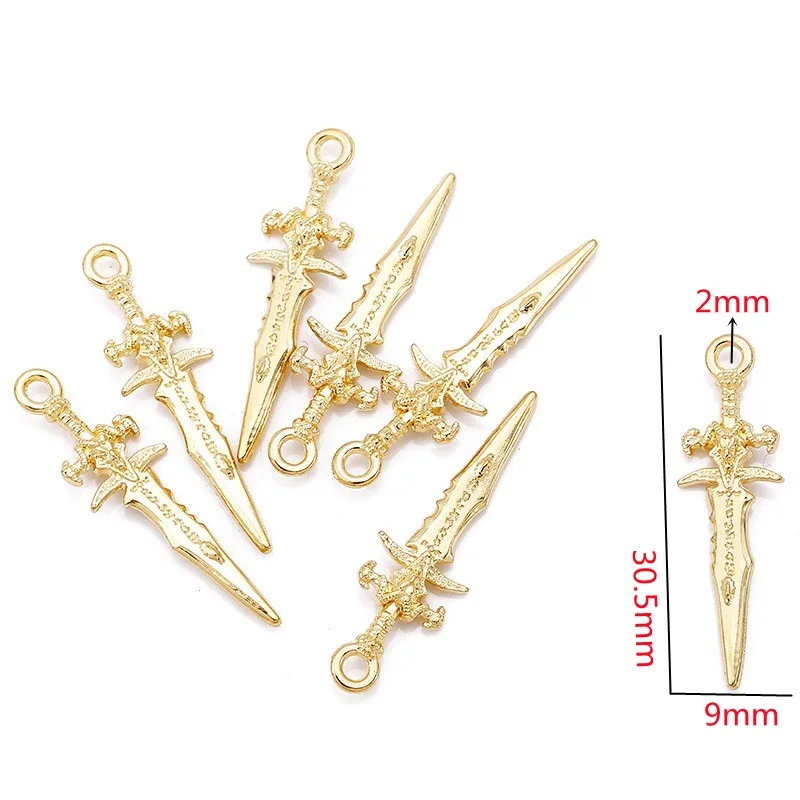 25 Pieces 7 Colors Vintage Dagger Zinc Alloy Charm Pendant