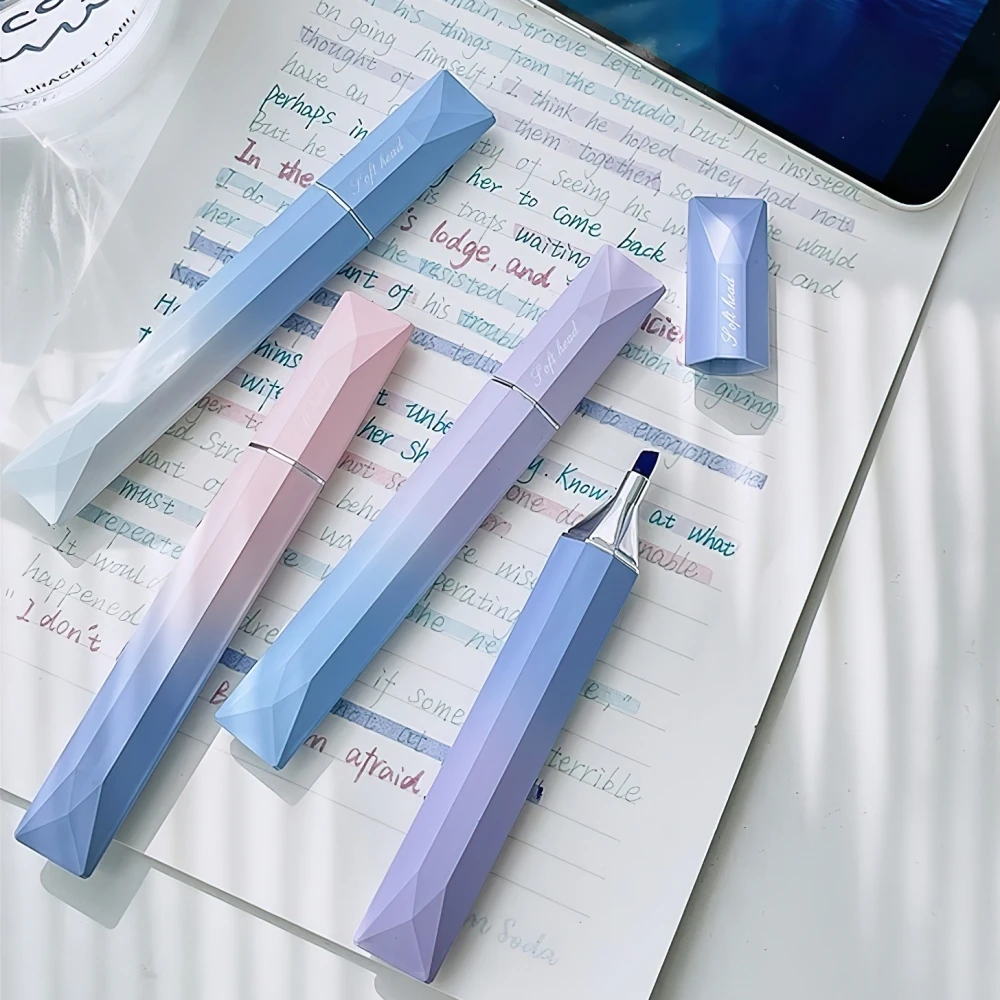 

4pcs Dopamine Color Highlighter Pens Set Oblique Soft Head Marker Liner for Drawing Painting School F7511