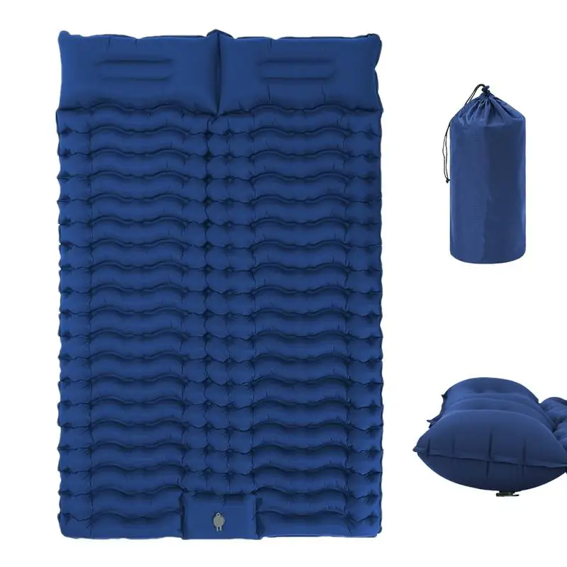 

2 Person Sleeping Pad Portable Camping Pad Water Resistant Proof Extra-Thick Built-in Foot Pump Compact Sleeping Bed With Pillow