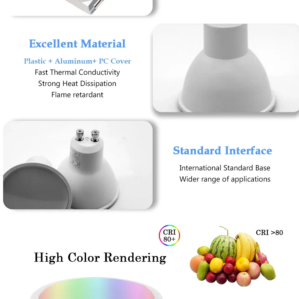 1-10PCS GU10 LED Rgb Smart Light Bulb Dimmable Gu10 6W S8aea5d6865334af19e7ff19365e04142S
