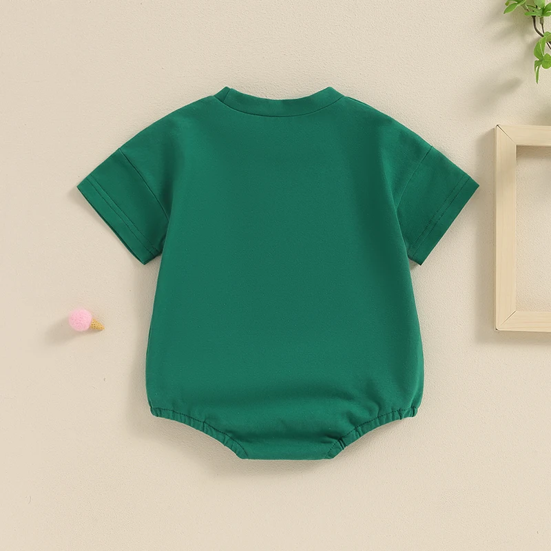 -04-01 Lioraitiin Newborn Baby Boy Girls Summer Bosyuit Golf Letter Print Short Sleeve Jumpsuit Toddler Cute Clothes