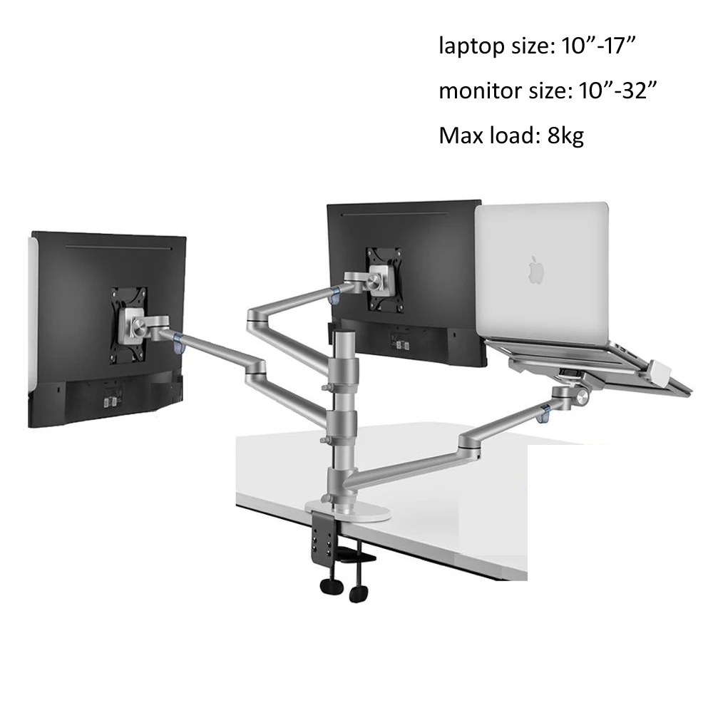 Alumínio Braço de Montagem para 10 17 Notebook Laptop Mais 10 -32 Monitor pc Computador Desktop Suporte 087 mm Mesa de Espessura 09kg Ol30l