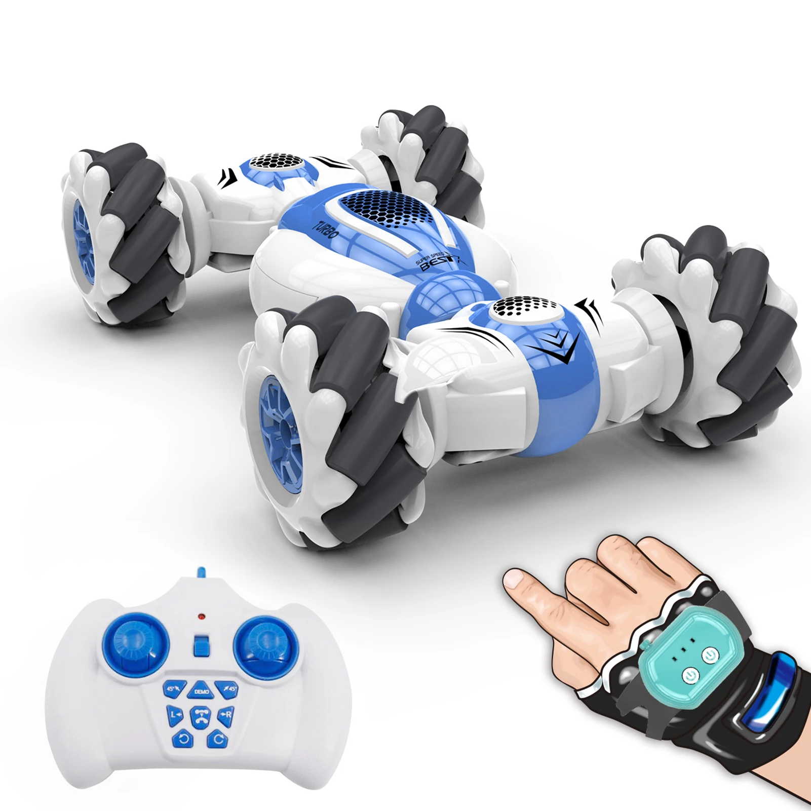 S-012 RC Stunt Car Remote Control Watch Gesture Sensor Deformable Electric Toy Cars All Terrain Speed 2.4GHz 4WD 360°Rotation 3