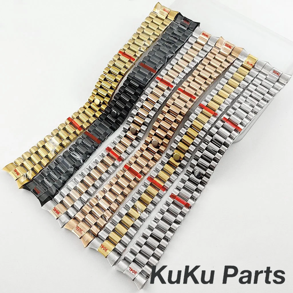 Presidential 904L Solid Stainless Steel Bracelet, 20mm Width, Curved End Links, with Deployment Clasp