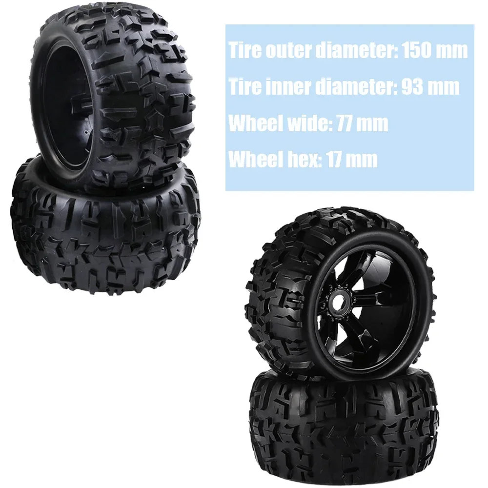ZD 레이싱 8477 육각 RC 트럭 타이어 및 휠 세트, Traxxas Maxx Tmaxx E-Revo Revo 3.3, JLB Chee용 접착, 1/8 체중계, 17mm, 4 개