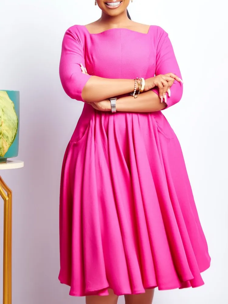 

Платье вечернее женское средней длины, модная одежда в африканском стиле, с карманами, в повседневном стиле, Осень-зима