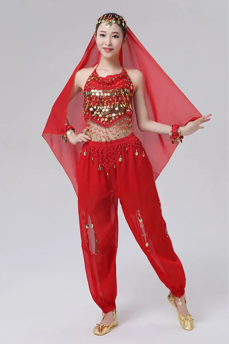  Disfraz de Bollywood para danza del vientre, traje de baile  indio noble de Sari con velo de cabeza para mujer, Dorado-fucsia : Ropa,  Zapatos y Joyería