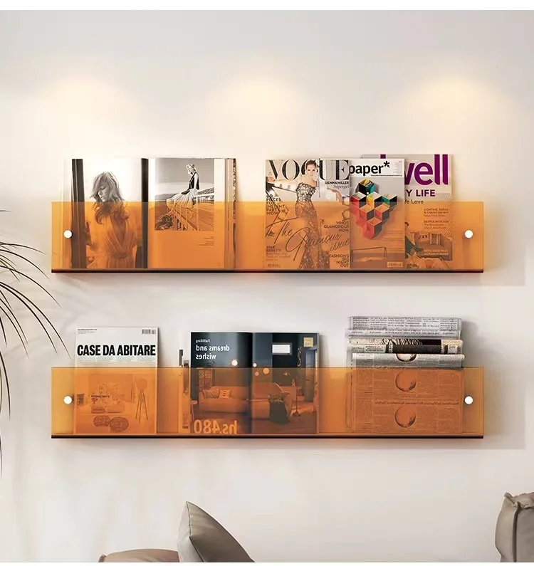Creative Acrylic Storage Shelf Magazine Shelf Wall Mounted Book Shelf Wall Mounted Rack Newspaper Magazine Decor Shelf ZC849