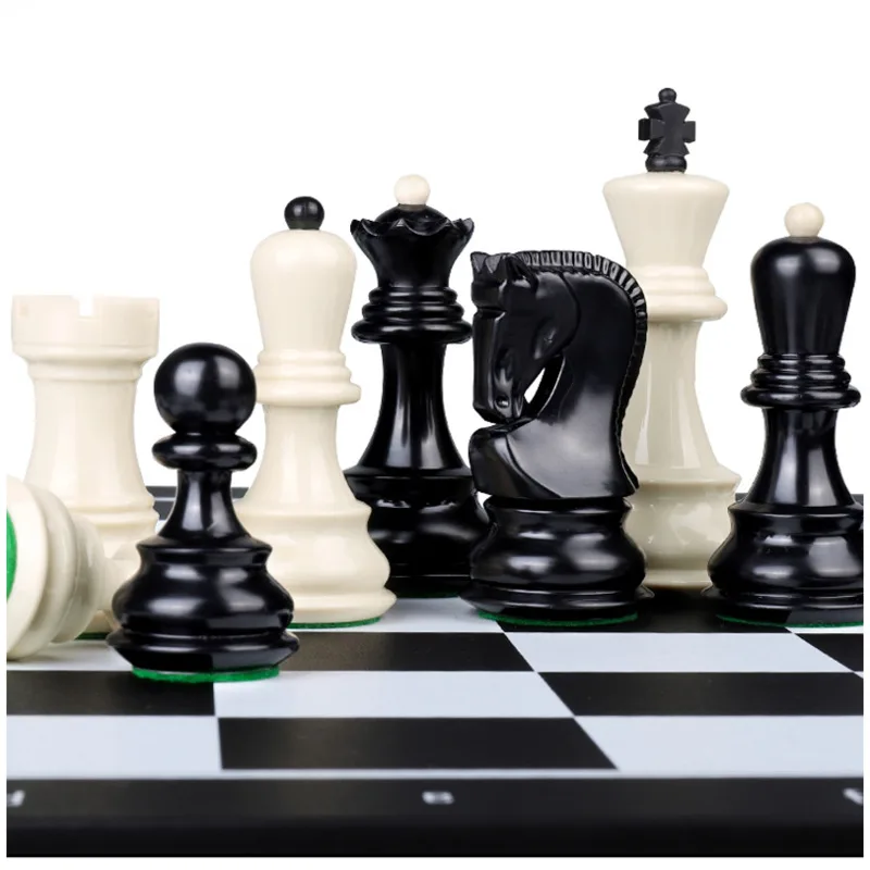 Buy Online Best Quality Luxury Large Foldable Chess Set Plastic Nonmagnetic Heavy Chess Pieces For Children Family Travel Chess Board Table Game Gifts