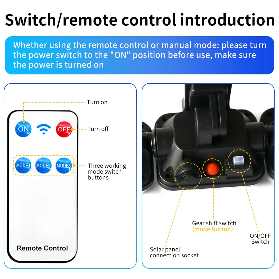 COB LED Solar Lights Outdoor Remote Control Motion Sensor Porch Light Waterproof Spotlight Exterior Emergency Lamp 171