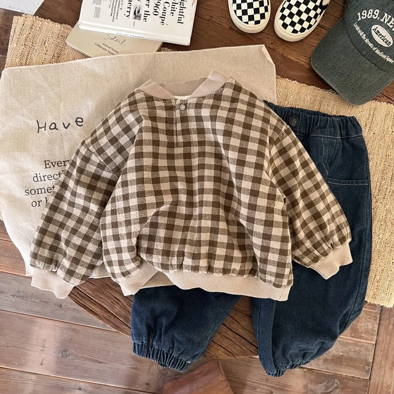 

Зимняя клетчатая флисовая куртка для маленьких мальчиков 2022, двойная стеганая куртка, детское теплое пальто в японском стиле для мальчиков