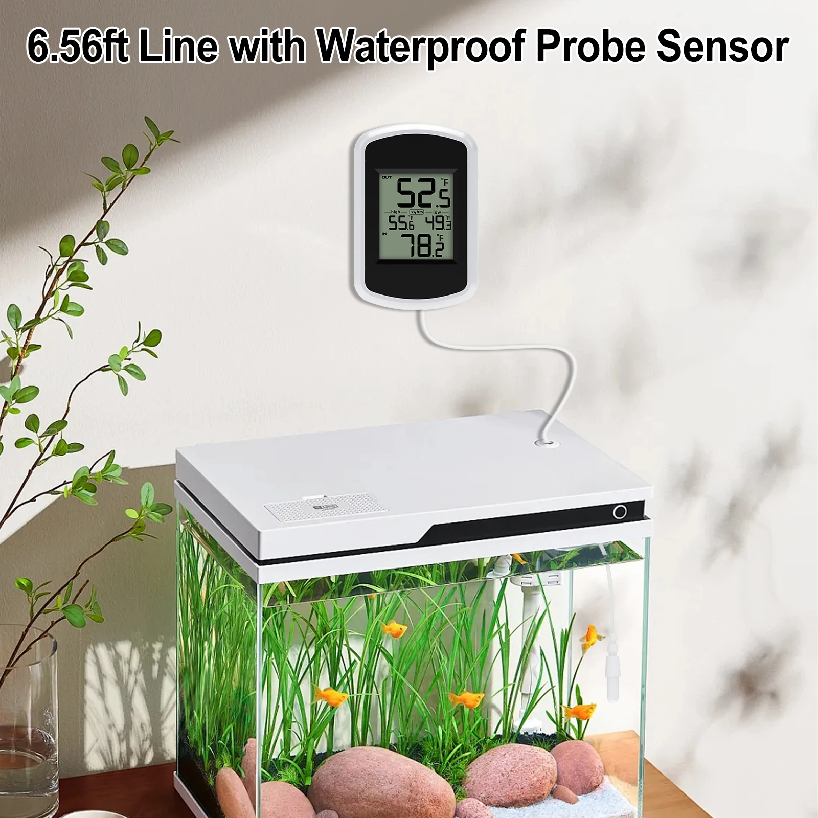Digital Thermometer Waterproof Indoor Outdoor with 2m Probe Sensor Min/Max Memory LCD Display for Home Garden Fridge Aquarium - 4