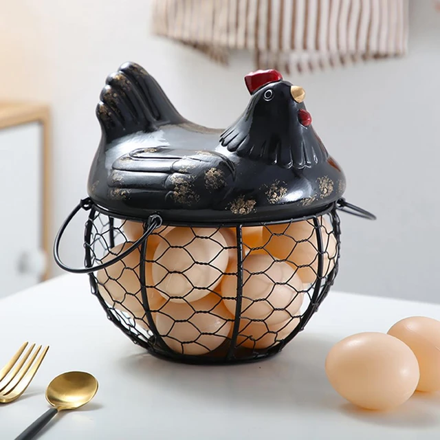 Kitchen Storage Metal Wire Egg Basket Farm Chicken Cover Egg  Holder/Organizer Case/Container