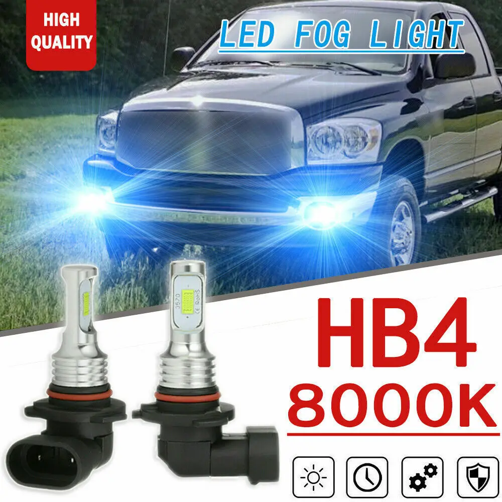 

Pair HB4 LED Fog Light Upgrade Kit Ice Blue For Dodge RAM 1500 2500 3500 13-18