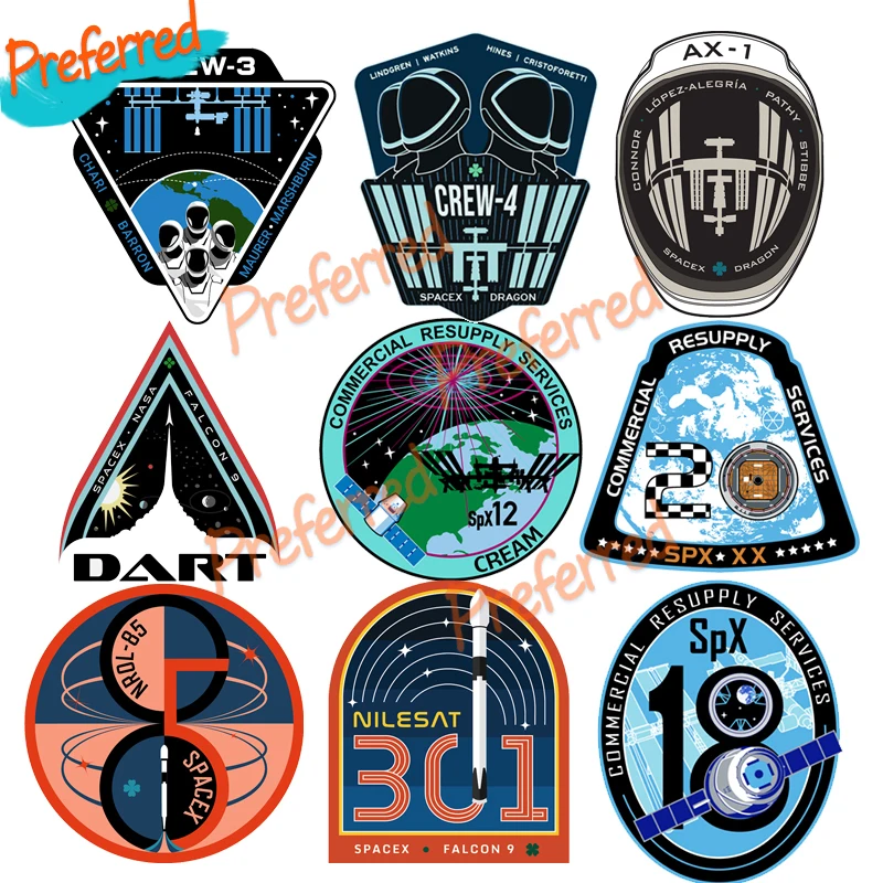 High Quality Decal Commercial Resupply Services Mission Logo Vinyl Car Sticker for SpaceX SPX-24 CRS-24 CRS-12 Nilesat 301