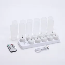 Rechargeable Waterproof LED Tea Light Candles with Remote - Multi - Pack for Outdoor & Indoor Decor (A)