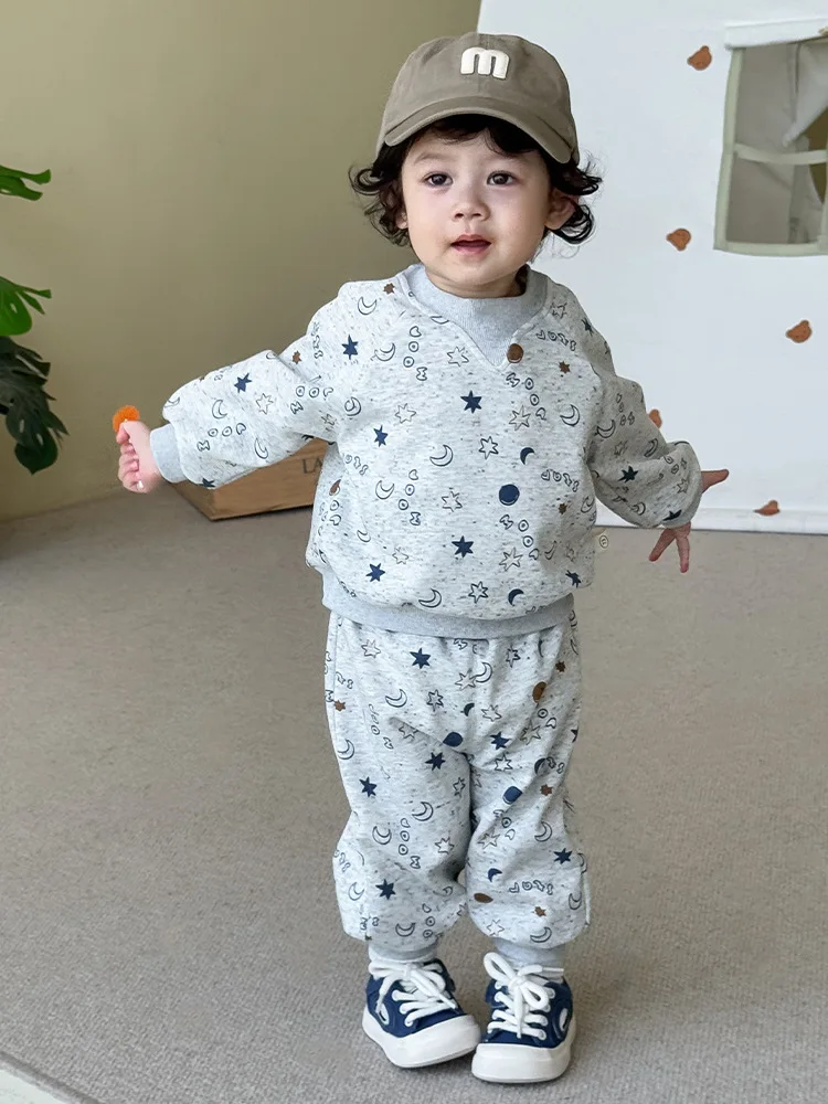 Kids Planet Print Hoodie and Pants Track Suit