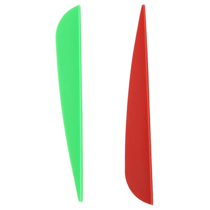 

100Pcs Arrows Vanes 4 Inch Plastic Feather Fletching For Diy Archery Arrows - 50 Pcs Green & 50Pcs Red