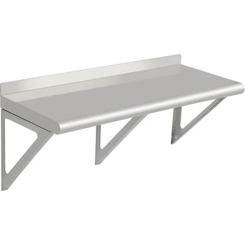 Stainless Steel Wall Shelf Commercial Wall-Mounted Shelving Appliance & Equipment Metal Shelving With a Backsplash and Two Brack
