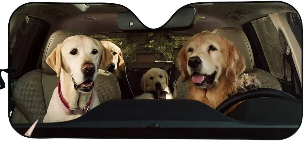 

Micandle Windshield Visor, Golden Retriever Print Car Windshield Visor Universal Auto Parts Foldable Visor