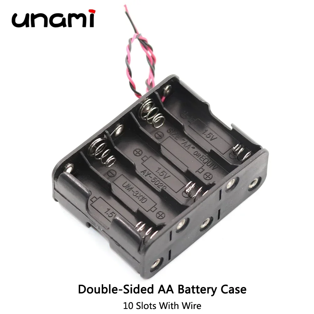 AA Battery Storage Case 2x 4x 6x 8x 10x Double Layer Back To Back Case Box with Cable AA Power Case DIY