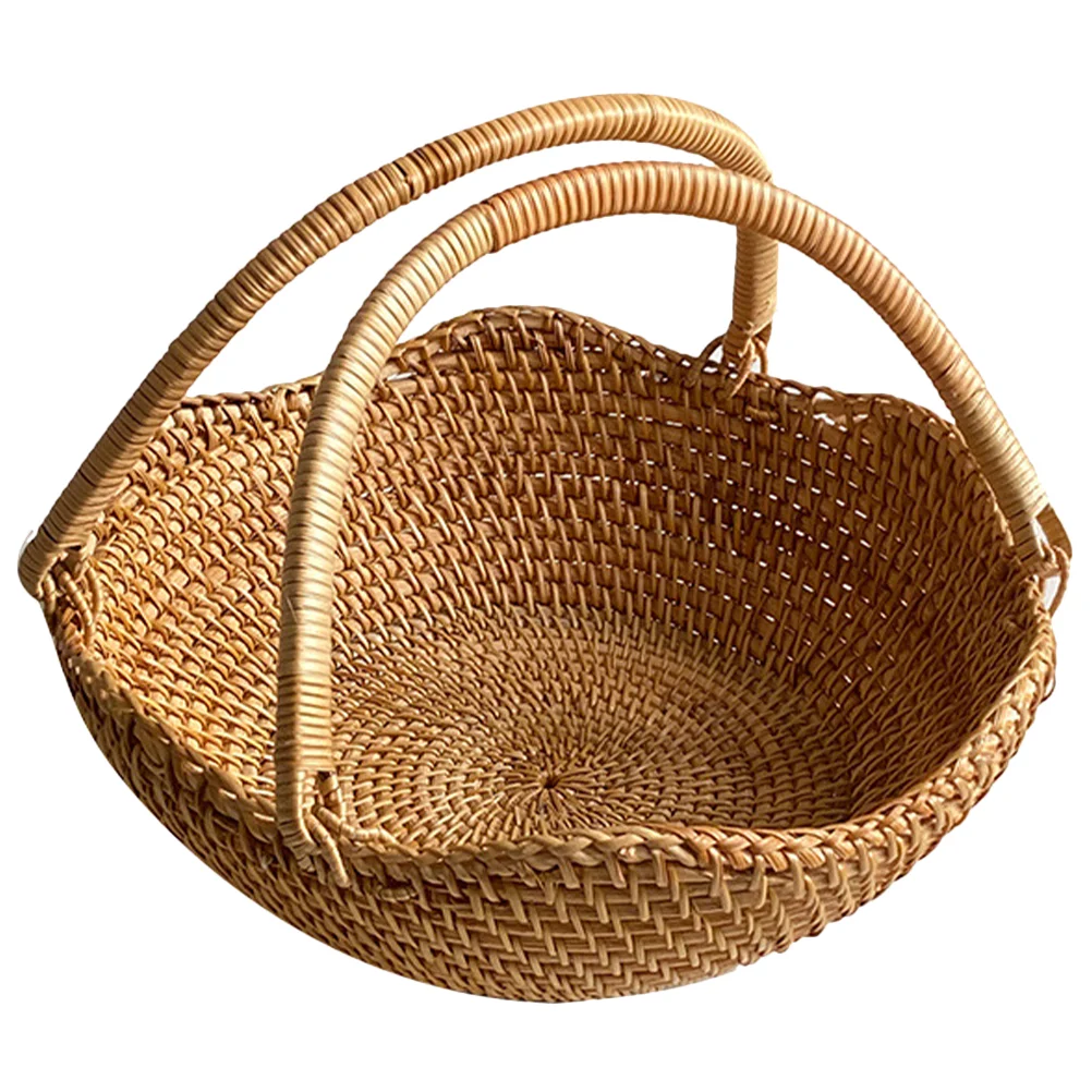 

English title: Rattan Woven Basket Handle Small Wicker Flower Basket Hand Woven Picnic Basket Candy Snacks Storage Basket Egg