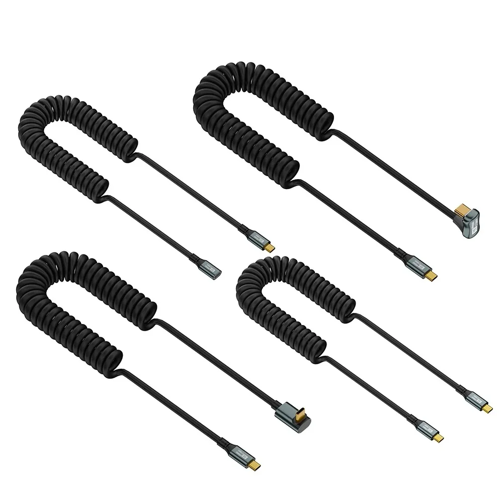 Premium Type-C Spring Coiled Cable with 20Gbps Transfer, 8K Display, and 100W Fast Charging