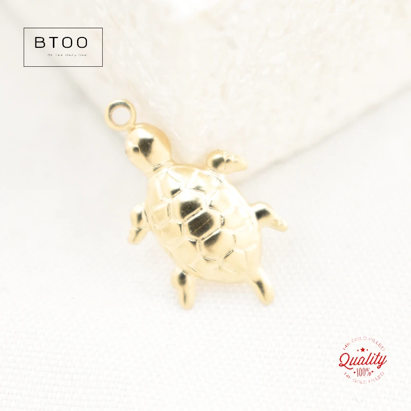 Schildkröte 14K Gold gefüllt Anhänger Schildkröte Charm Schmuck für DIY Armband Halskette Herstellung von Schmuckzubehör – Detail 11