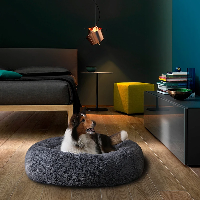 Long Plush Dog Cushion Bed Super Soft Fluffy Dog Bed For Small Large