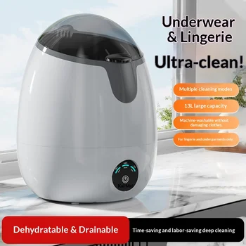 Portable Mini Washing Machine Semi Auto Blue Light Sanitize Mini Washer Spin Dryer Compact Dorm Travel Underwear Socks White 1