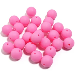 Colorful Silicone Beads - 20pcs Round Loose Spacer Beads for DIY Crafts and Accessories (Quartz pink)