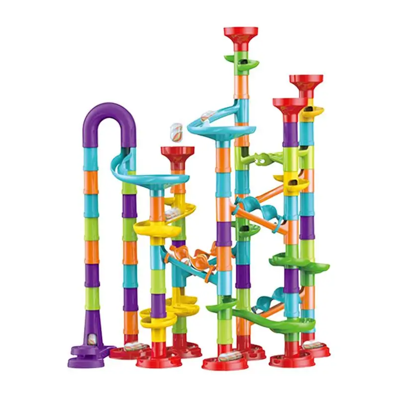 

Marble Run 113 Pcs Marble Maze Race Coaster Track Game Set STEM Educational Learning Construction Building Blocks Toy Birthday