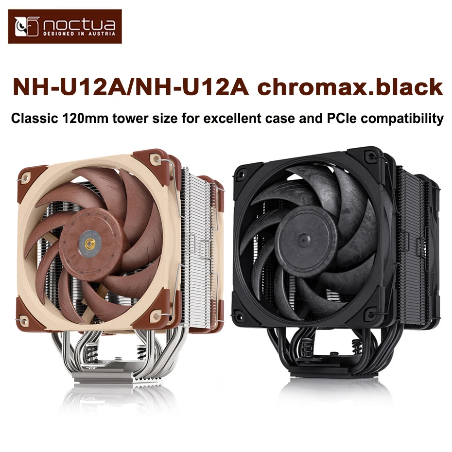 Noctua NH-U12A chromax.black 7ヒートパイプcpuクーラーデュアルファンpwm温度制御インテルLGA115X 2011  1700 1200 2066 amd AM4